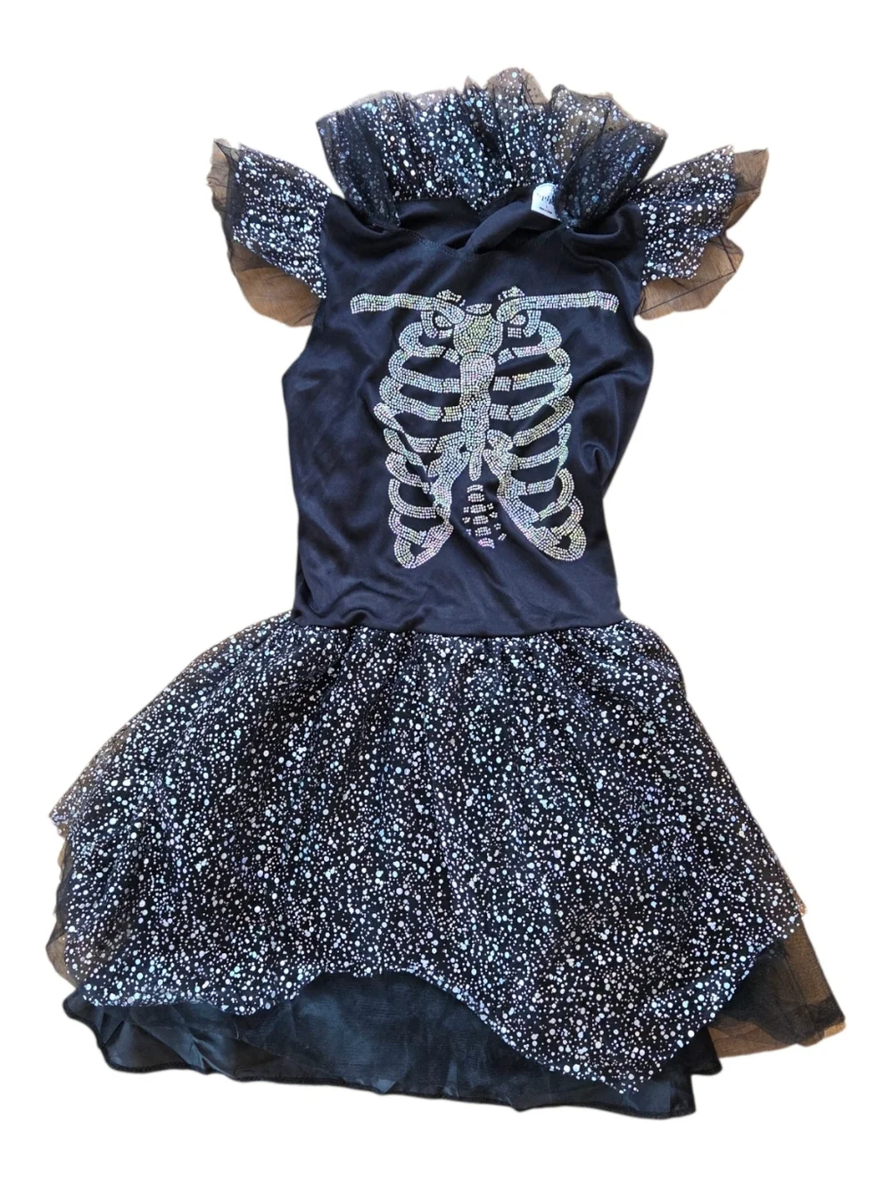 Spirit Halloween Tutu Skeleton Sparkly Costume Girls M (8-10) - Picture 2 of 12